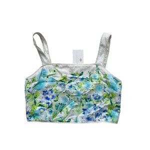 Caroline Constas Floral Crop Linen Blend Tank Top Floral ( M )